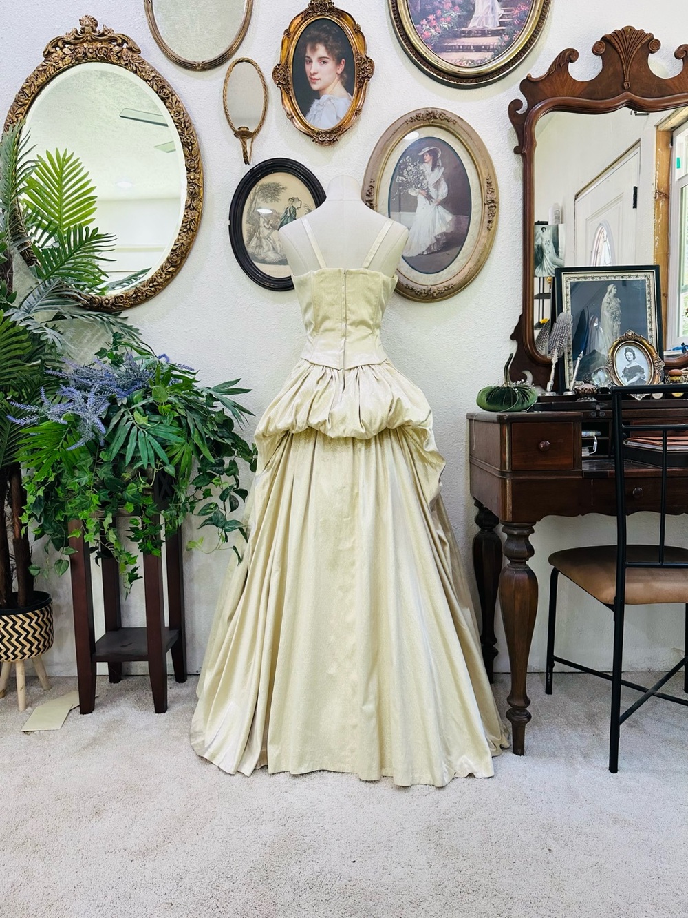 Jessica McClintock Cream Ball Gown with Bustled Back